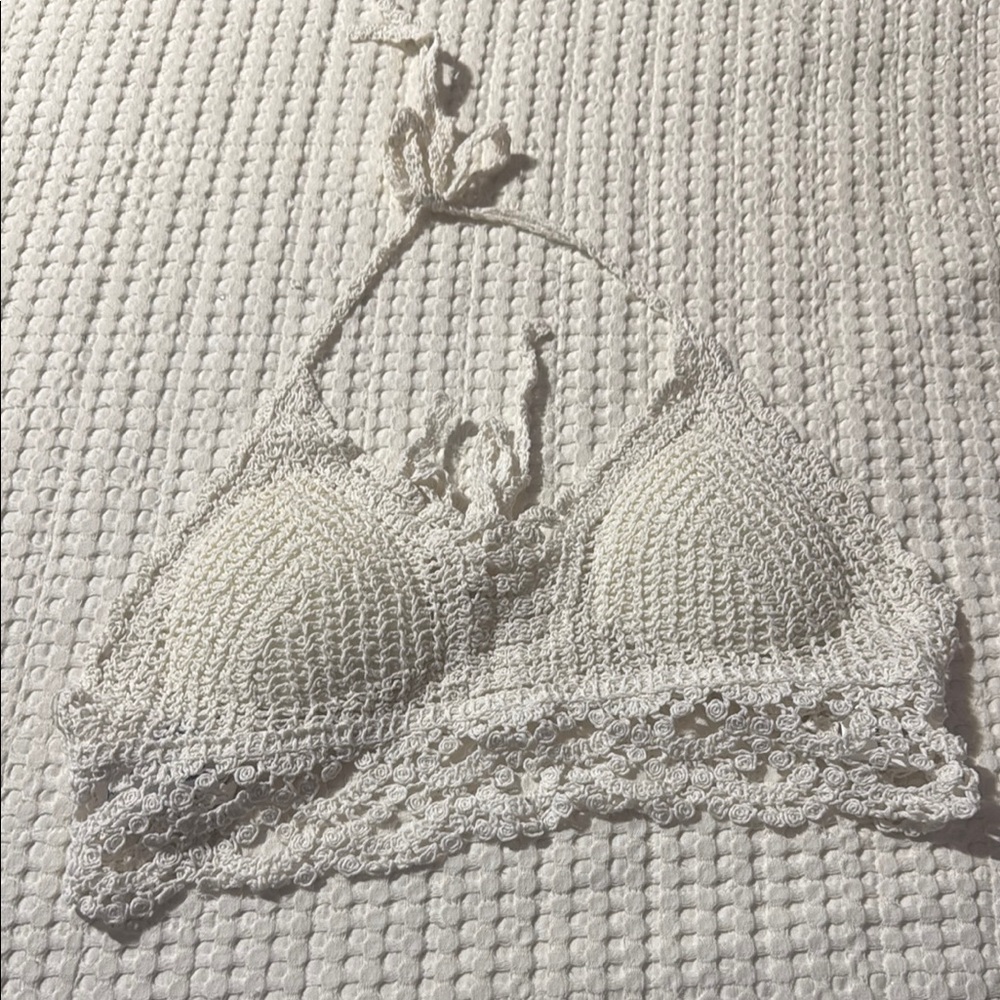 Elegant Cream Crochet Bralette